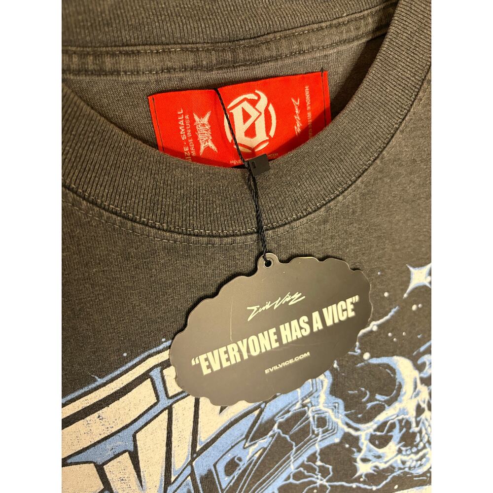 NEW w/ Tag - Evil Vice - Skull TShirt (Gray), SZ S - Picture 3 of 3